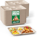 JOLLY CHEF Compostable  Compartment Paper Plates 10 * 8.25 * 1  Small by JOLLYCHEF