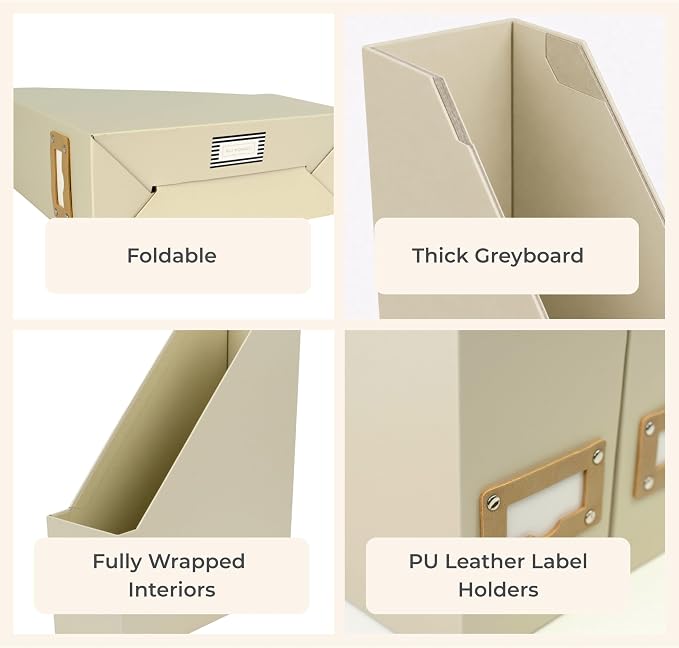 BLU MONACO | Cardboard Magazine File Holder Set of 6 | Vertical Magazine File - Image 7