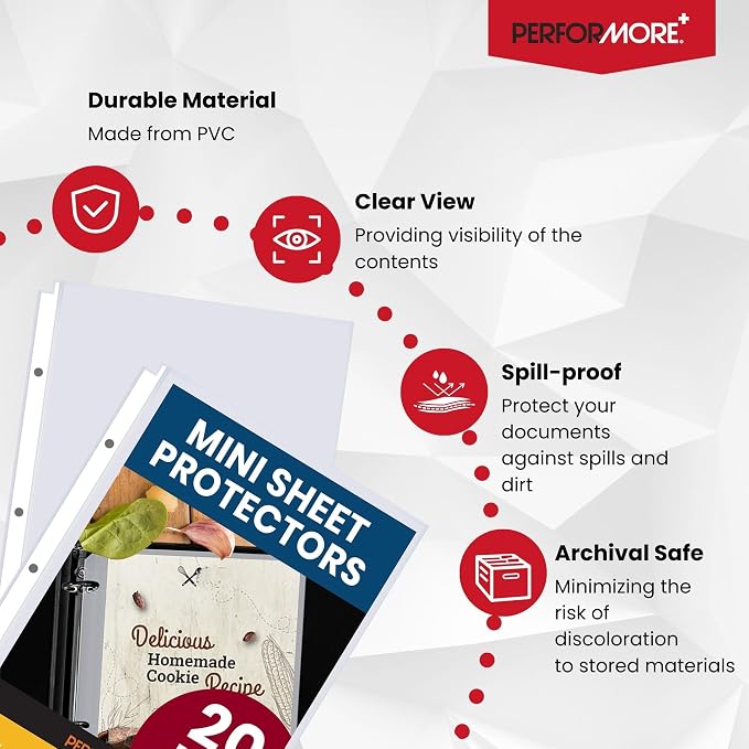Performore Heavyweight Clear Mini Sheet Protectors Holds 5.5 x 8.5 Inches Sheets - Image 3