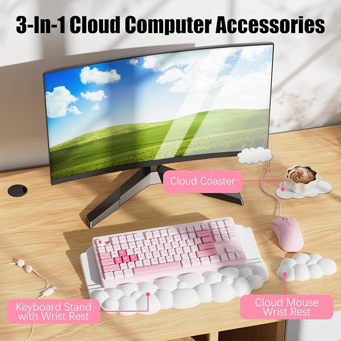 Ergonomic Wrist Rest for Keyboard and Mouse, Soft Memory Foam Cloud Keyboard - Image 5