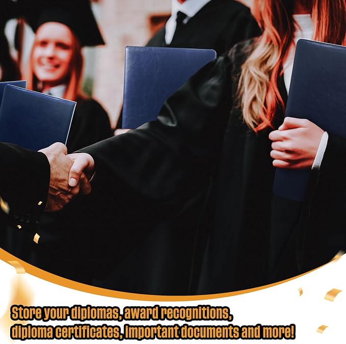 Tenare 3 Pcs Blue Leather Certificate Holder 8.5 x 11 PU Phd Bachelor Master - Image 7
