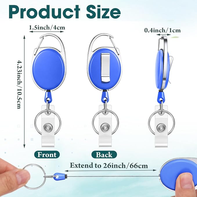 Honoson 30 Pcs Heavy Duty Retractable Badge Reels Batch ID Badge Holder - Image 2