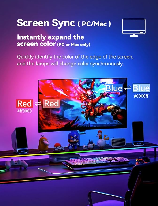 G100 LED Monitor Backlights for PC & Mac, LED Strip Lights that Sync - Image 2