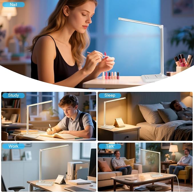 White crown LED Desk Lamp Dimmable Table Lamp Reading Lamp - Image 5