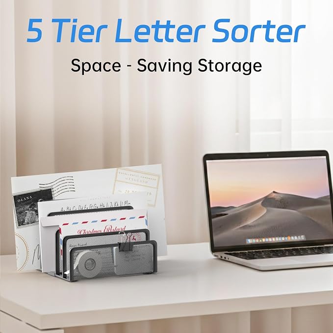 Mail Organizer with 5 Slot, Metal Mail Holder - Image 6