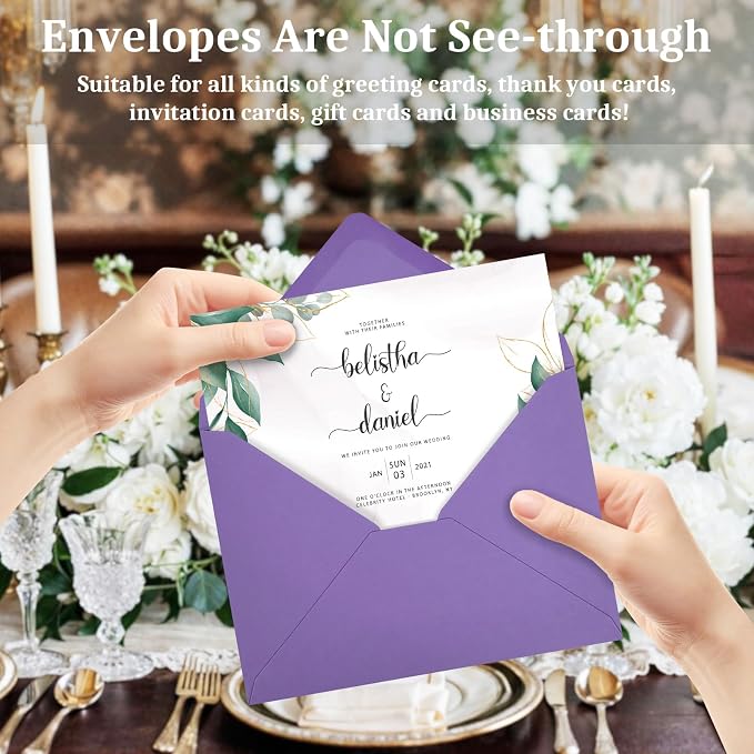 200 Pack A7 Envelopes, Dark Purple Greeting Card Envelopes Self Seal, 5.24 x - Image 5