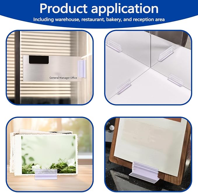 Fulmoon 100 Pcs Sign Holder, Adhesive Base Sign Holders Multiple Uses - Image 7