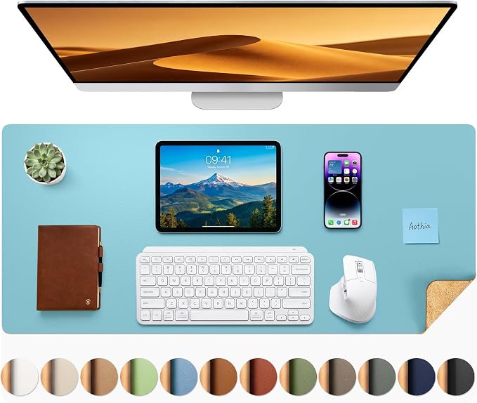Aothia Double-Sided Desk Pad – 35.4" x 15.7" Leather Desk Mat by AothiaSimpleNaturalUnique