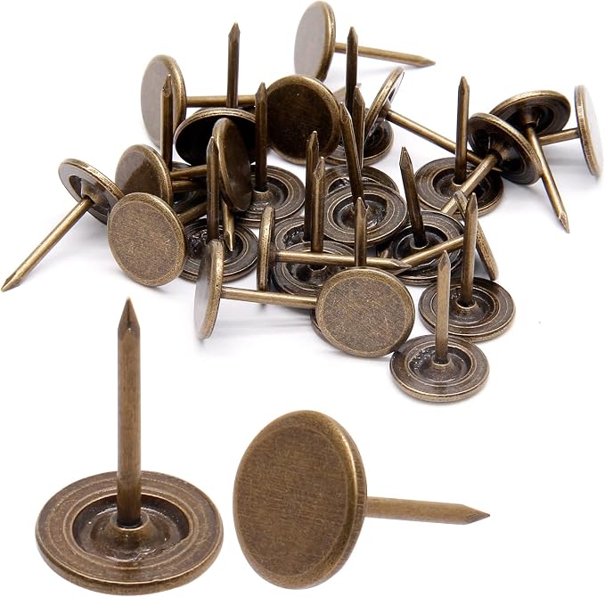 Piutouyar 17mm / 0.67 Inch Flat Head Thumb Tacks, Bronze Vintage Style by Piutouyar