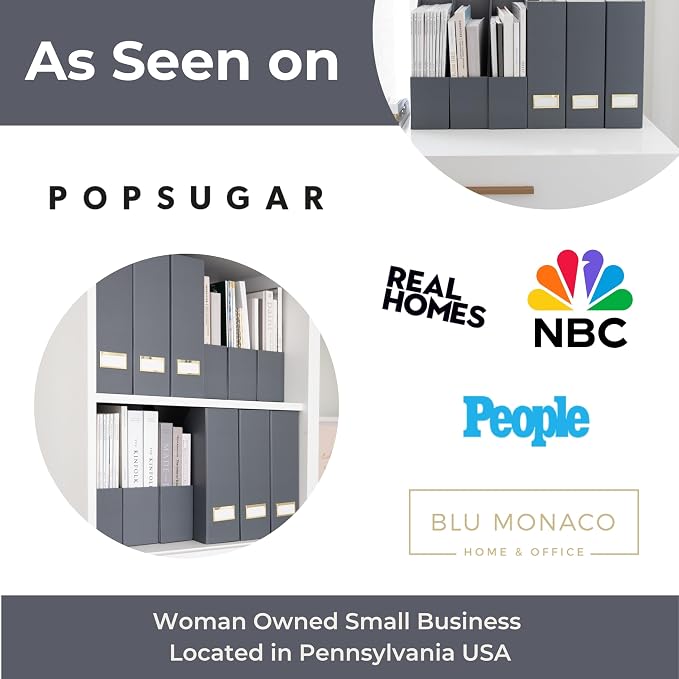 BLU MONACO | Set of 6 Foldable Grey Magazine File Holders - Image 9