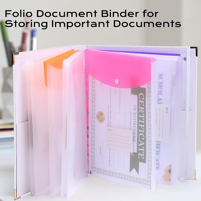 XKDOUS Aesthetic Document Organizer Linen Folio Folders - Image 7