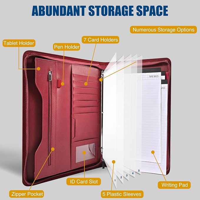 Padfolio Portfolio Folder Binder-Organizer Planner Notebook Zippered Portfolio - Image 2