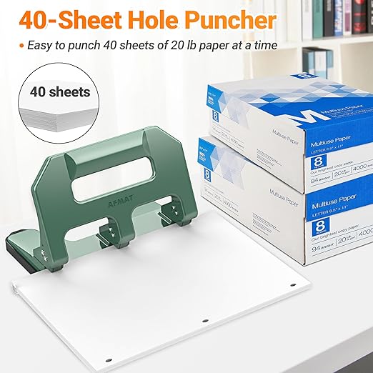 AFMAT Heavy Duty 3 Hole Punch, 3 Hole Puncher - Image 2