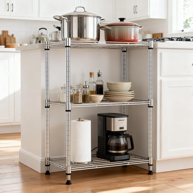 M MZG 450 lbs Wire Storage Shelving 3-Tier Utility Shelving Unit Steel - Image 6