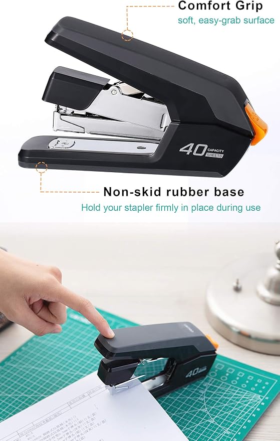 Leven Effortless Desktop Stapler, 40 Sheet Capacity, One Finger Touch Stapling - Image 4