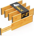 SpaceAid Bamboo 4 Pack Dresser Drawer Dividers, 4.65“ High Adjustable 17“-22” by SpaceAid