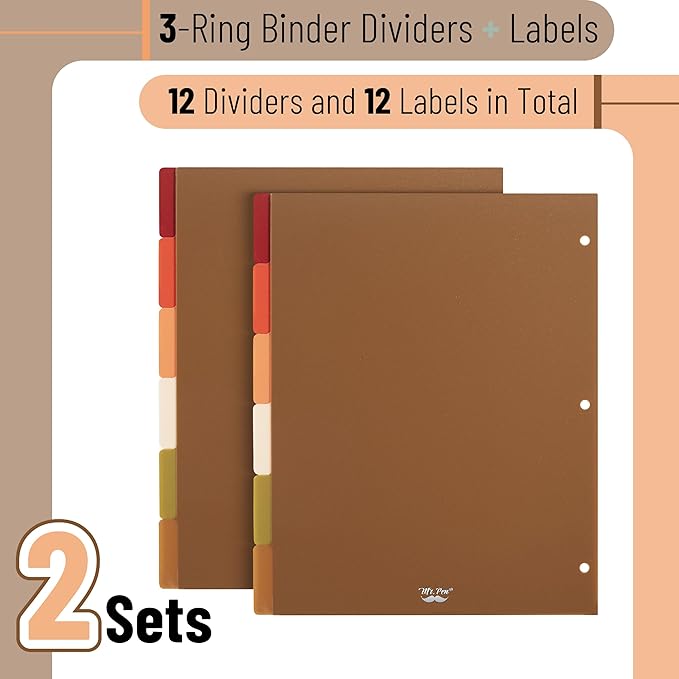 Mr. Pen- Dividers for 3 Ring Binder, 2 Sets, 6 Pack/Set, Binder Dividers - Image 2