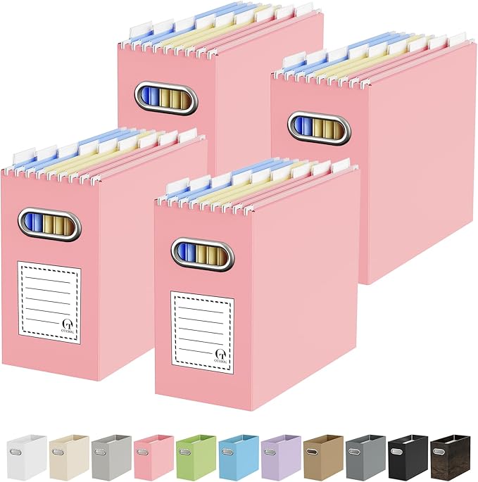 Oterri File Organizer Box, Portable Collapsible Cardboard File Folder Organizer by Oterri
