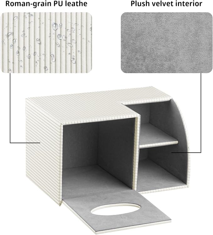 Square Tissue Box Cover with Storage, PU Leather Cube Tissue Box Holder - Image 5
