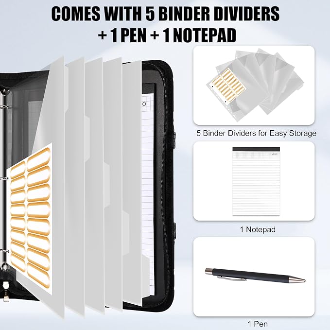 Portfolio Binder 3 Ring Includes Pen and 5 Dividers - Image 3