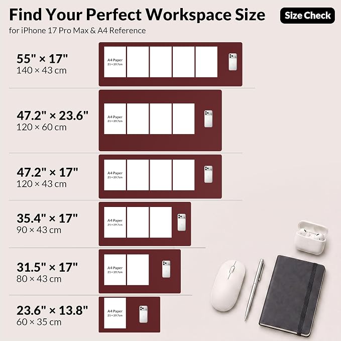 AFIING Leather Desk Pad Protector, 23.6" x 13.7", Waterproof, Non-Slip Mouse - Image 7