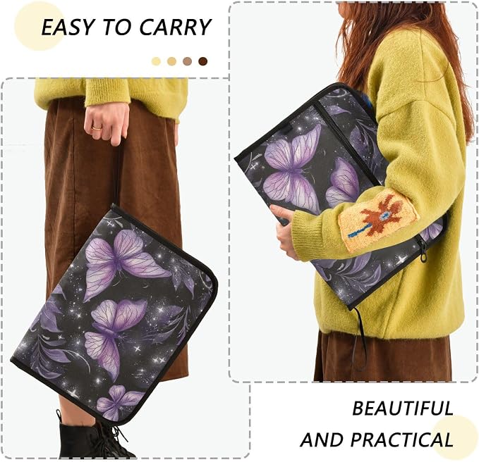 Purple Butterflies Accordion File Organizer Expanding Document Folder - Image 4