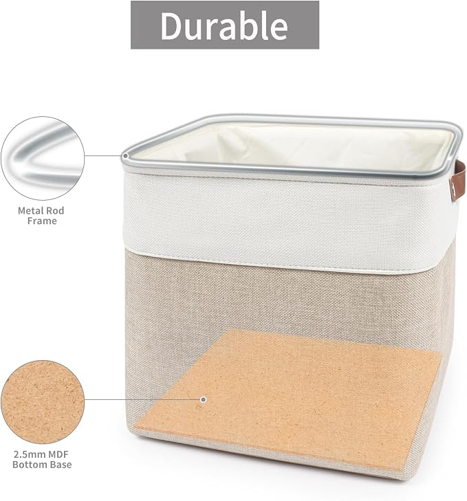 Bagnizer 13x13 Cube Storage Bins, Collapsible Fabric Storage Box, 4 Pack Closet - Image 4