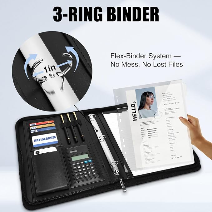 Portfolio Binder 3 Ring Includes Pen and 5 Dividers - Image 9