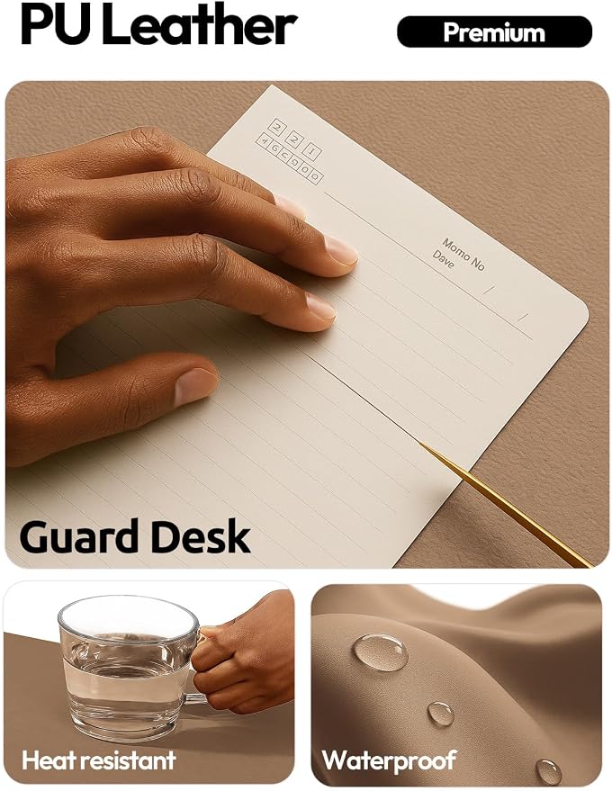 YSAGi Leather Desk Pad Protector, Office Mat, Large Mouse Pad, Non-Slip PU - Image 3
