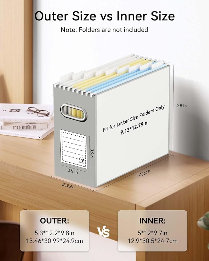 Oterri File Organizer Box, Portable Collapsible Cardboard File Folder Organizer - Image 2