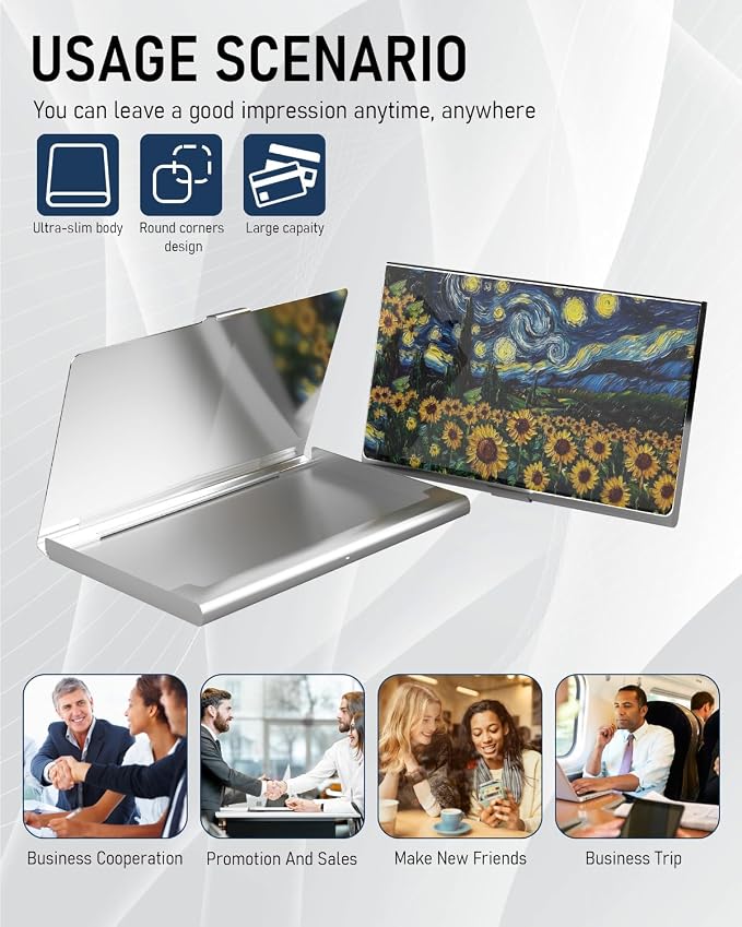 Business Card Metal Slim Organizer, Professional Stainless Steel Square Pocket - Image 6