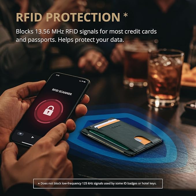 Buffway Slim Minimalist Front Pocket RFID Blocking Leather Wallets - Image 6