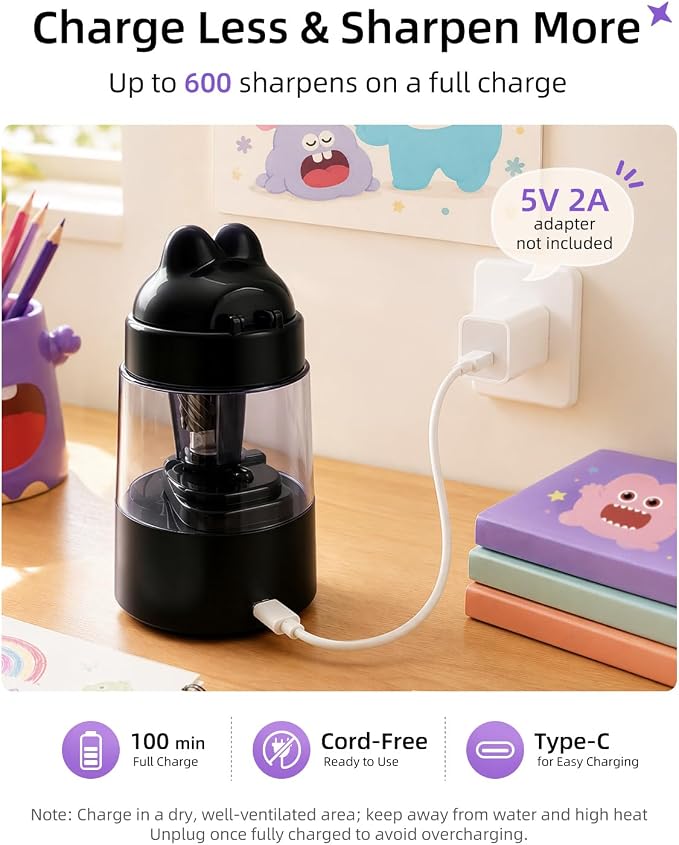 ZMOL Colored Pencil Sharpener for Kids Gift, Rechargeable Electric Pencil - Image 5