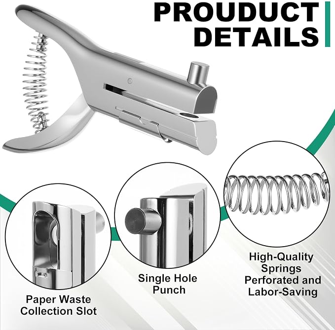 Chumia 1 Pcs Heavy Duty Hole Punch 2" Long Reach 3/8 Inch Paper Single One Hole - Image 2