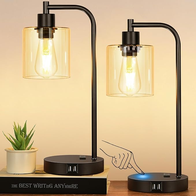 Set of 2 Industrial Touch Control Table Lamps by Nintiue