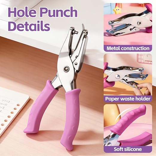 2 Pack Single Hole Punch, 1/4" & 1/8" Hole Puncher, Small One Hole Punch - Image 2