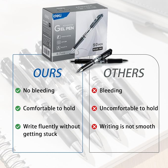 deli Gel Pens, Medium Point Pen 0.7mm, Smooth Writing, Fast Dry, No Bleed - Image 6