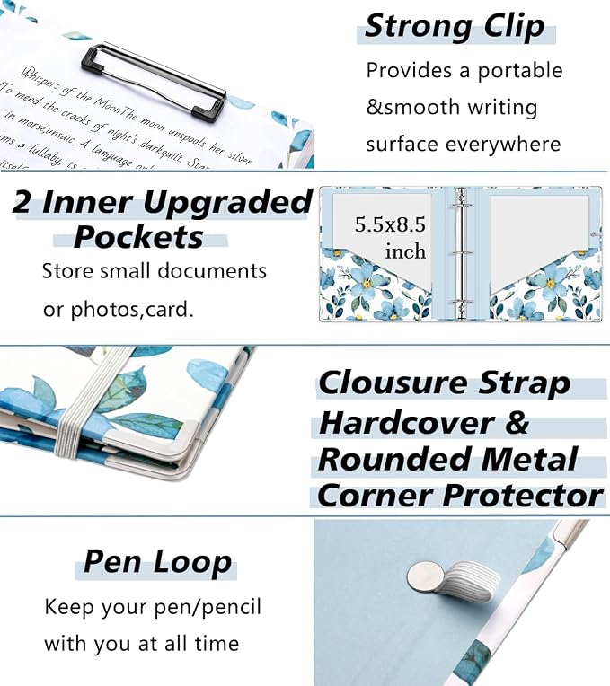 Mini Binder Organizer for 5.5" x 8.5" Paper ，1 Inch 3 Ring Binder - Image 4