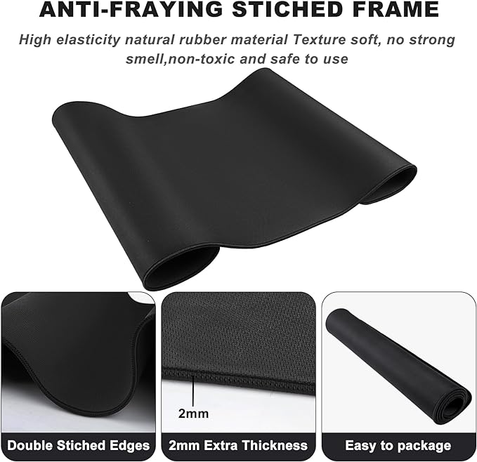 31.5" x 15.7" Waterproof Fabric Desk Pad, Rubber Anti-Slip Base, Stitched Edges - Image 3