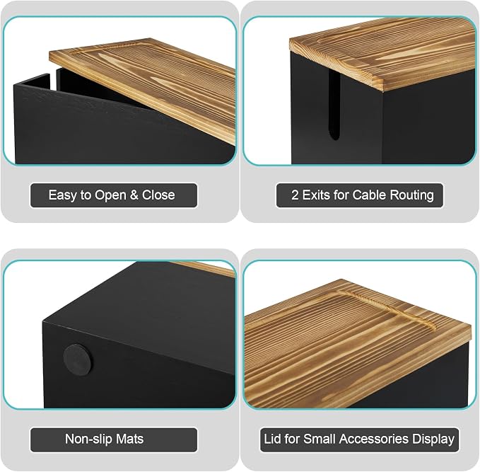Bivvclaz Cable Management Box Medium, Wooden Cord Organizer Box - Image 3