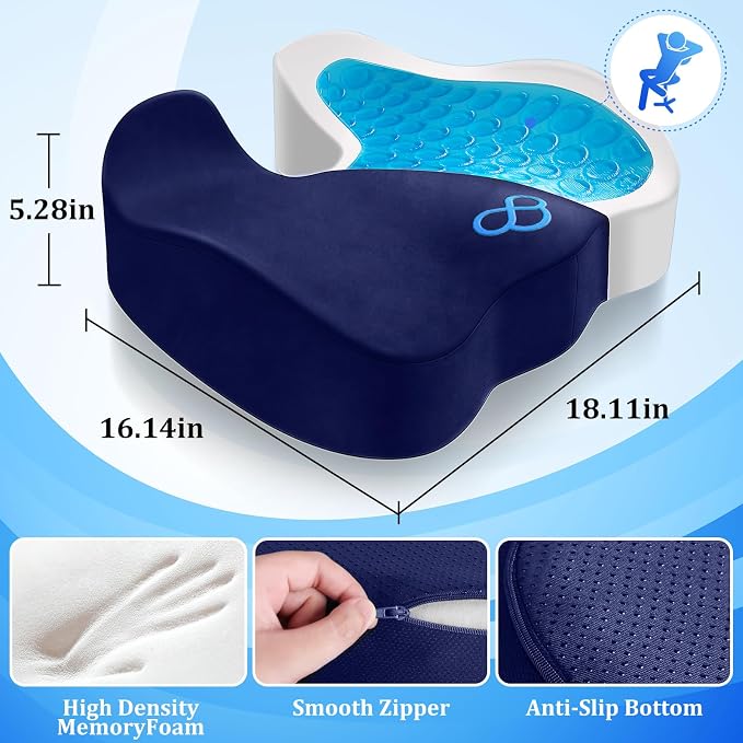 CushyOasis Seat Cushion, Gel Chair Cushions, Office Chair Cushions, Anti-Slip - Image 5