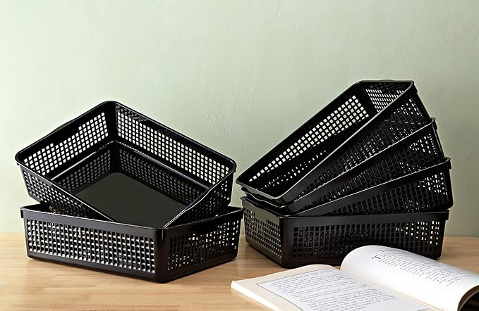 Eslite A4 Size Plastic Storage Basket, Desktop File Paper Letter Organizer Tray - Image 6