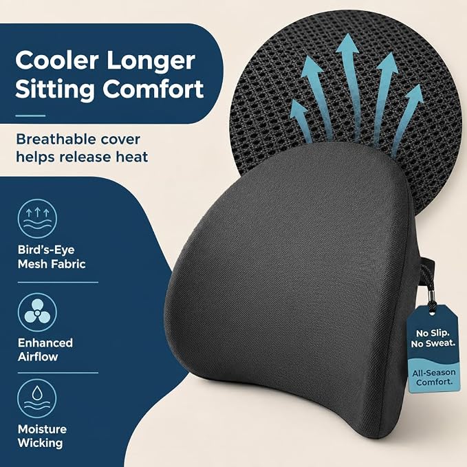Lumbar Support Pillow for Office Chair & Car Seat, All-Season Memory Foam for - Image 6