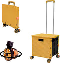 FELICON SELORSS Foldable Utility Cart Folding Portable Rolling Crate-Yellow | by FELICON