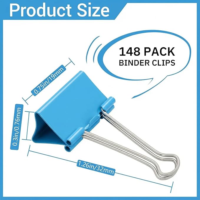 148Pcs Small Binder Clips Assorted Colored, 0.75 in/19mm Mini Binder Paper - Image 4