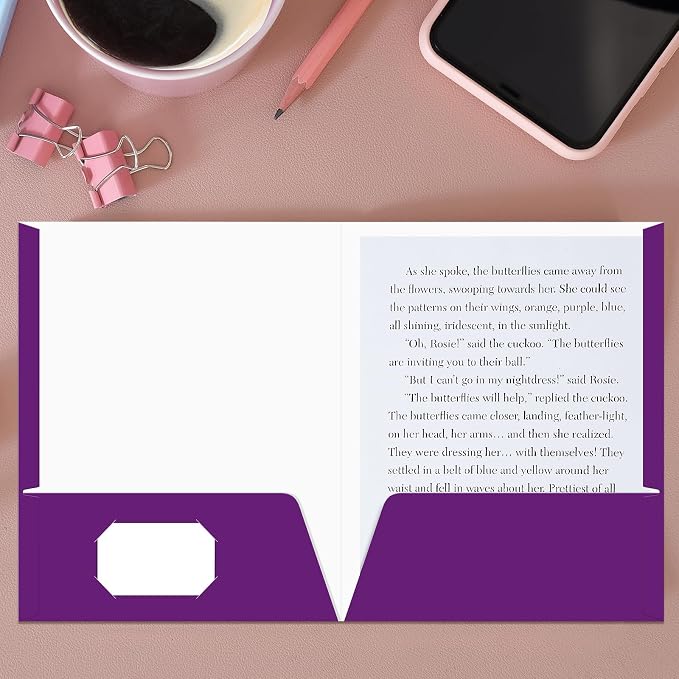 Jutom 50 Pcs 2 Pocket Glossy Paper Folders Glossy Paper Laminated Portfolios - Image 3