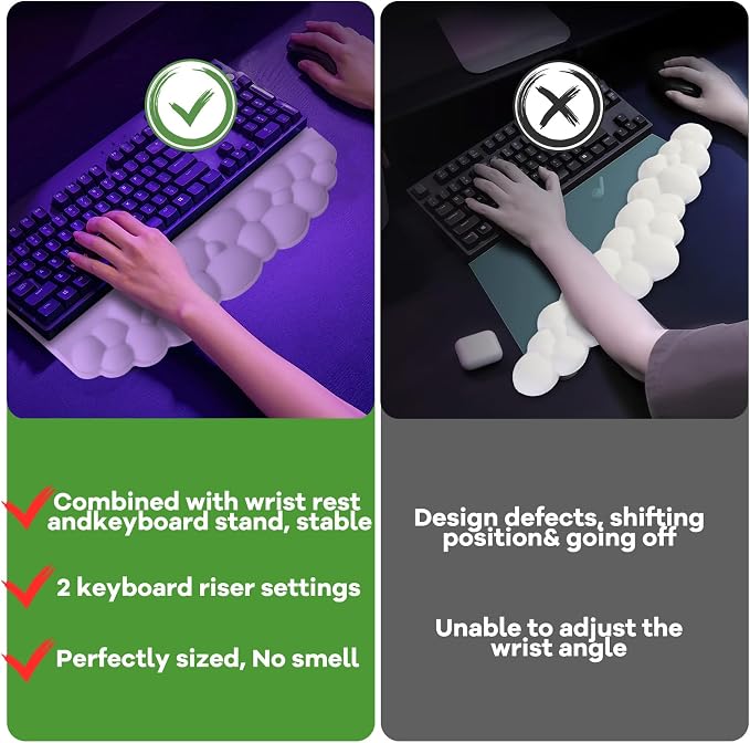 Ergonomic Wrist Rest for Keyboard and Mouse, Soft Memory Foam Cloud Keyboard - Image 7