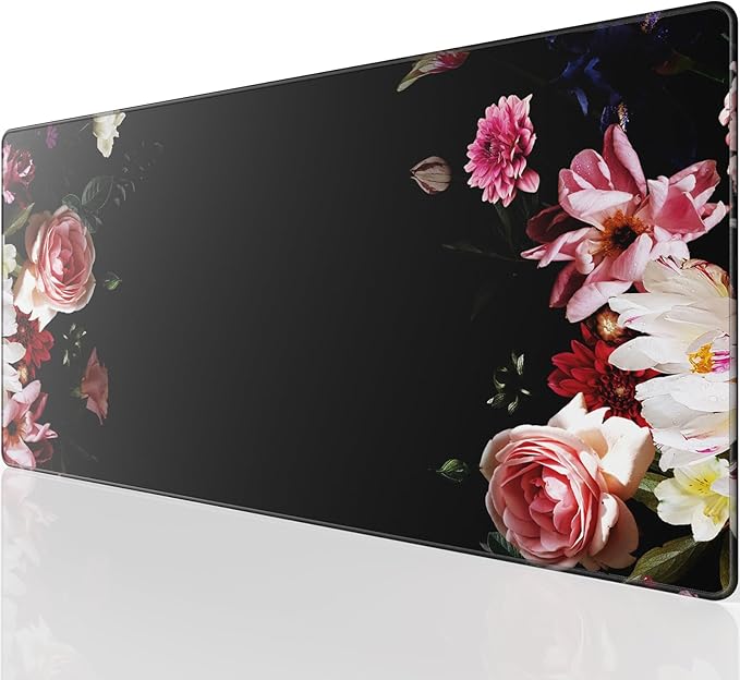KTRIO Large Gaming Mouse Pad, Desk Mat, 31.5 x 15.7 in Peony Flower, XXL | by KTRIO
