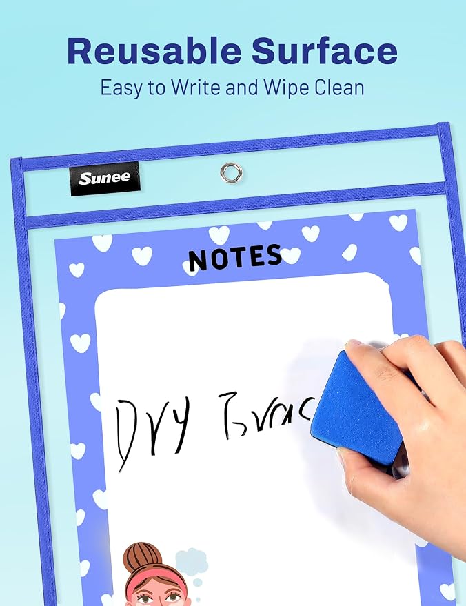 SUNEE 50 Packs Oversized Reusable Dry Erase Pocket Sleeves - Image 3