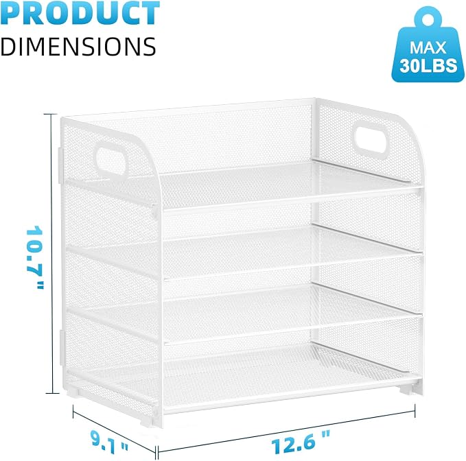 Marbrasse 4 Tier Paper Organizer Letter Tray, Mesh Desk File Organizer - Image 3